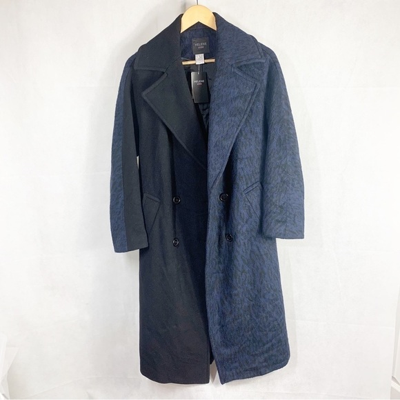 Helene Berman Double Breasted Contrast Animal Print Coat Wool Blend Medium - Picture 1 of 16